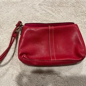 Coach Red Leather Kisslock Wristlet